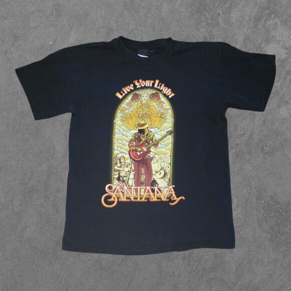 Santana Shirt World Tour Live Your Light Texas Graphic Tee 2008 Y2K M - Picture 1 of 8